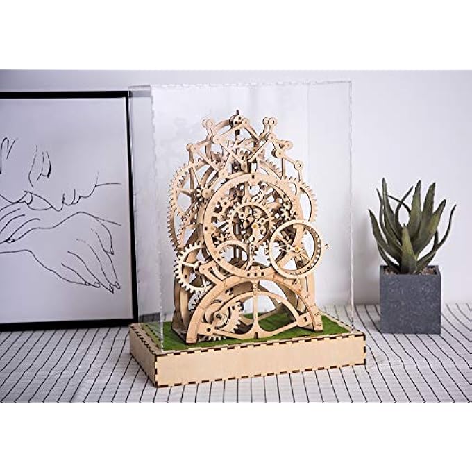 3D ASSEMBLY PUZZLES WOODEN MECHANICAL GEARS DECOR LASER-CUT PENDULUM CLOCK MODEL KIT BEST ENGINEERING TOYS FOR TEENS - Image 2